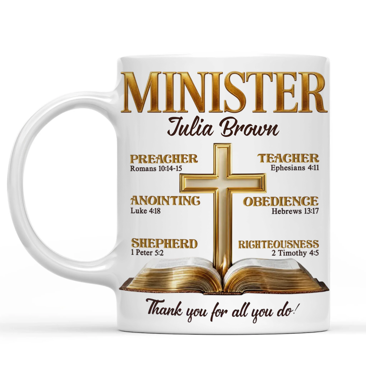 My Preacher, Teacher, &amp; Shepherd - Personalized  Mug, Gift For Pastor, Catholic Gift