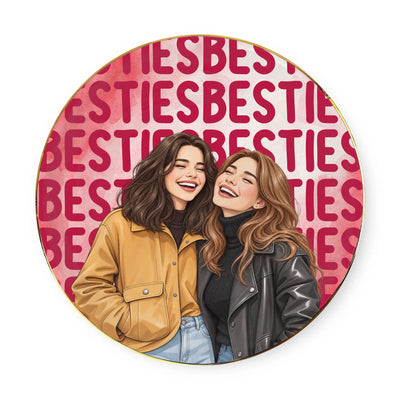 Besties Photo Watercolor - Personalized Jewelry Dish, Best Friend Watercolor Portrait Ring Dish