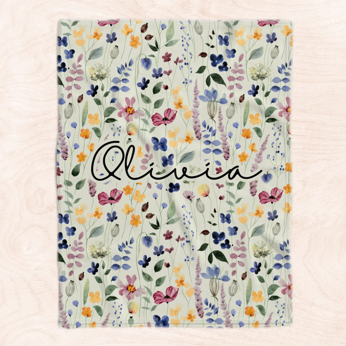 Bloom With Grace - Personalized Blanket, Custom Name Wild Flower Blanket, Gift for Her