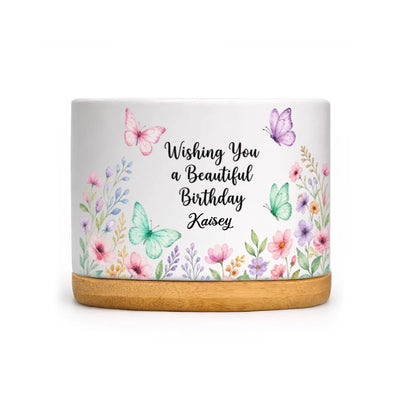 Butterfly Garden Plant Pot for Birthday – Custom Name Gift