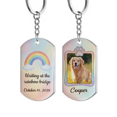 Personalized Pet Loss Keychain – Rainbow Bridge Memorial Keepsake