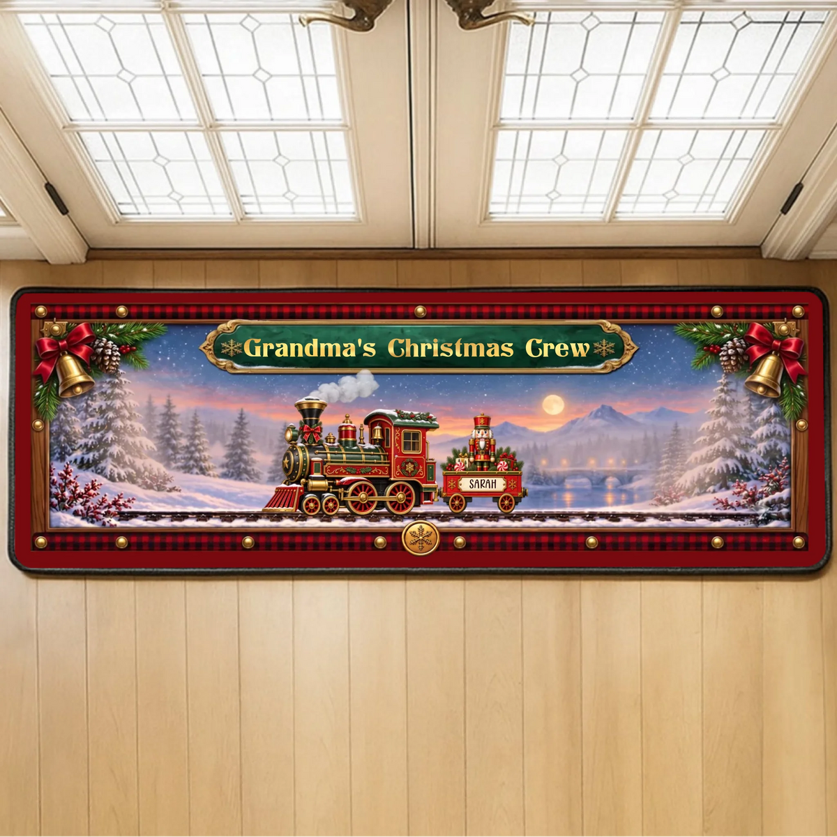 Grandparents Crew - Personalized Christmas Train Runner Rug