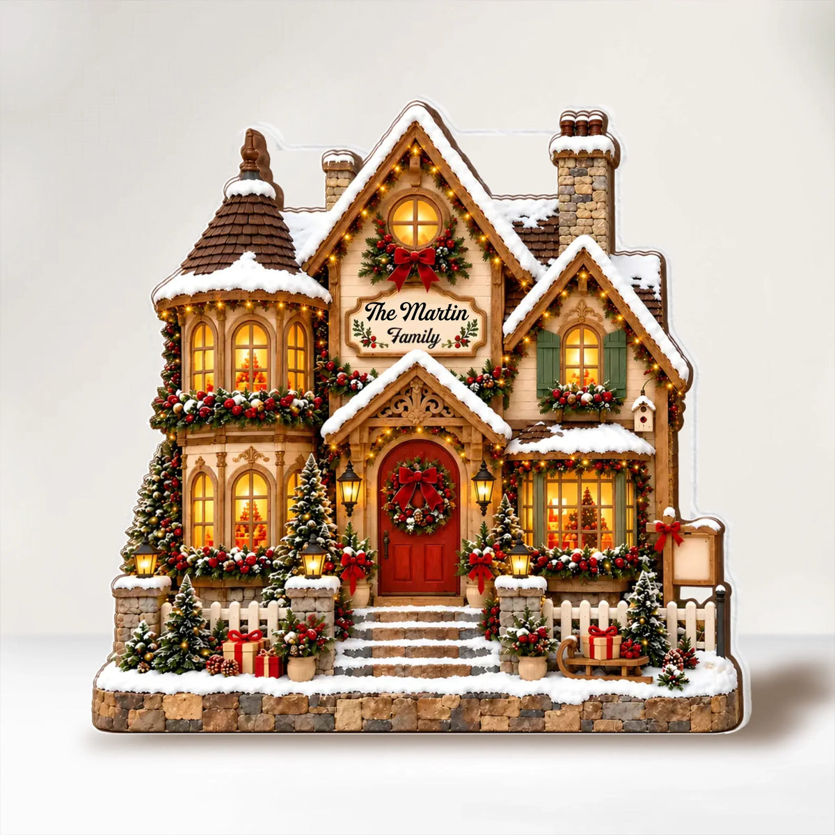 Cozy House In Christmas - Personalized Acrylic Plaque,  Christmas House Decor, Custom Family Name House Keepsake