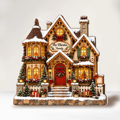 Cozy House In Christmas - Personalized Acrylic Plaque,  Christmas House Decor, Custom Family Name House Keepsake
