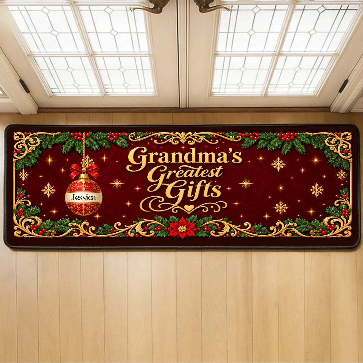Grandma's Greatest Gifts - Personalized Elegant Vintage Ornament Runner Rug