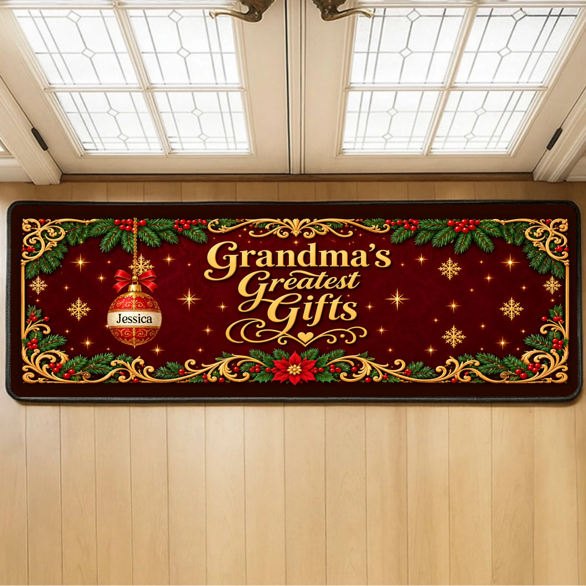 Grandma's Greatest Gifts - Personalized Elegant Vintage Ornament Runner Rug