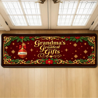 Grandma's Greatest Gifts - Personalized Elegant Vintage Ornament Runner Rug