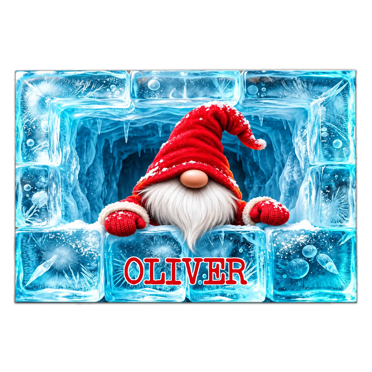 Ice Block  Winter Gnome - Personalized Doormat, Christmas Home Decor