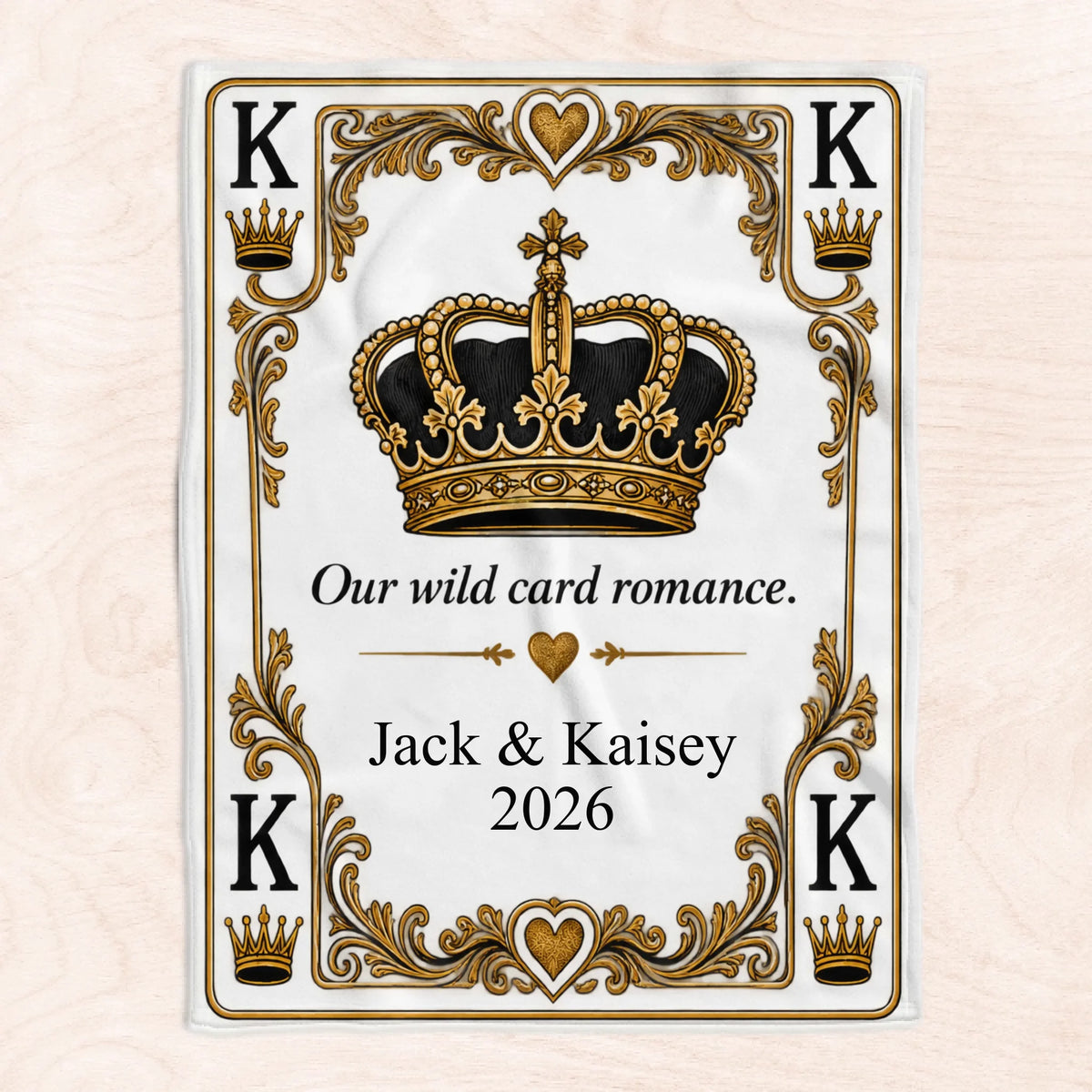 Our Wild Card Romance – Personalized King Playing Card Couple Blanket