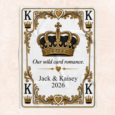 Our Wild Card Romance – Personalized King Playing Card Couple Blanket