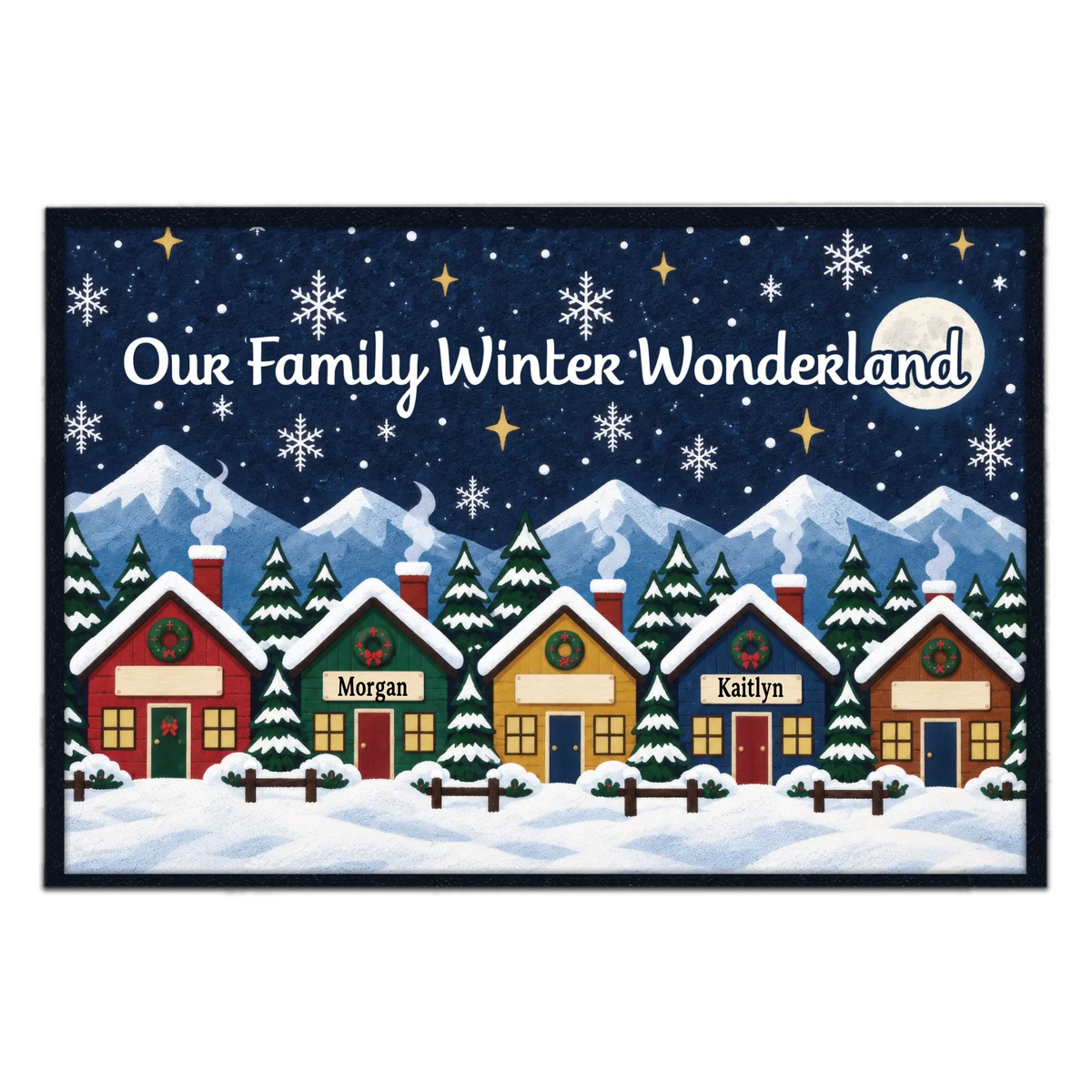 Minimalist Nordic Winter Village Doormat