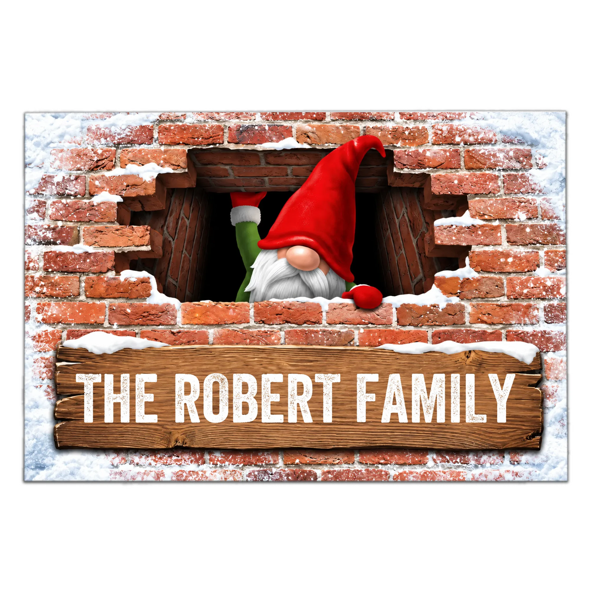 Personalized Family Name Border Gnome For The Holidays Doormat