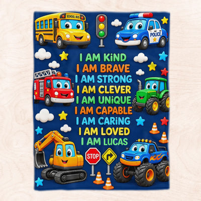 I Am Kind, Brave, Strong - Personalized Blanket, Gift For Son, Grandson
