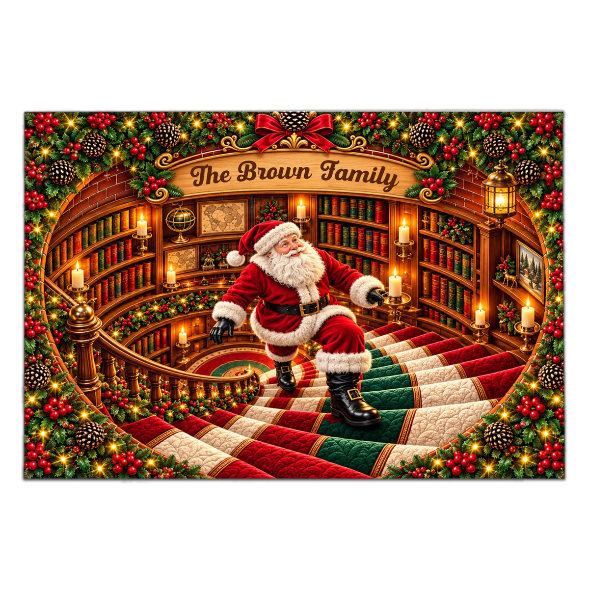 Where Christmas Magic Begins - Personalized Doormat, Custom Family Name 3D Effect Doormat, Christmas Decor
