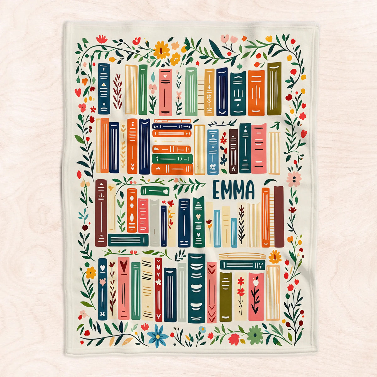Her Cozy Library - Personalized Blanket, Custom Name Reading Throw, Cozy Library Gift for Book Lovers