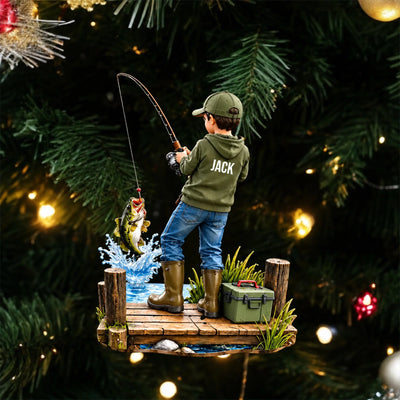 Just A Man Who Loves Fishing - Personalized Acrylic Ornament, Custom Name Angler Keepsake, Fishing Gift