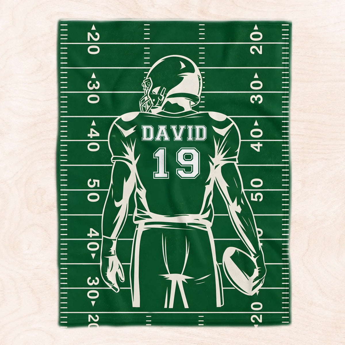 Personalized Football Player Silhouette Blanket