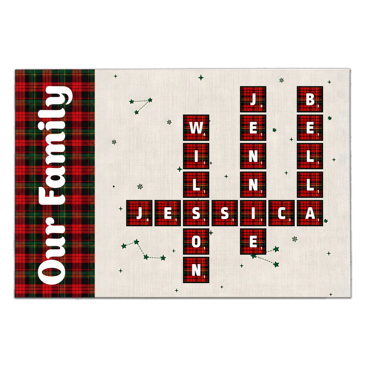 Family At Christmas Together - Personalized Doormat, Custom Family Name Scrabble Christmas Doormat