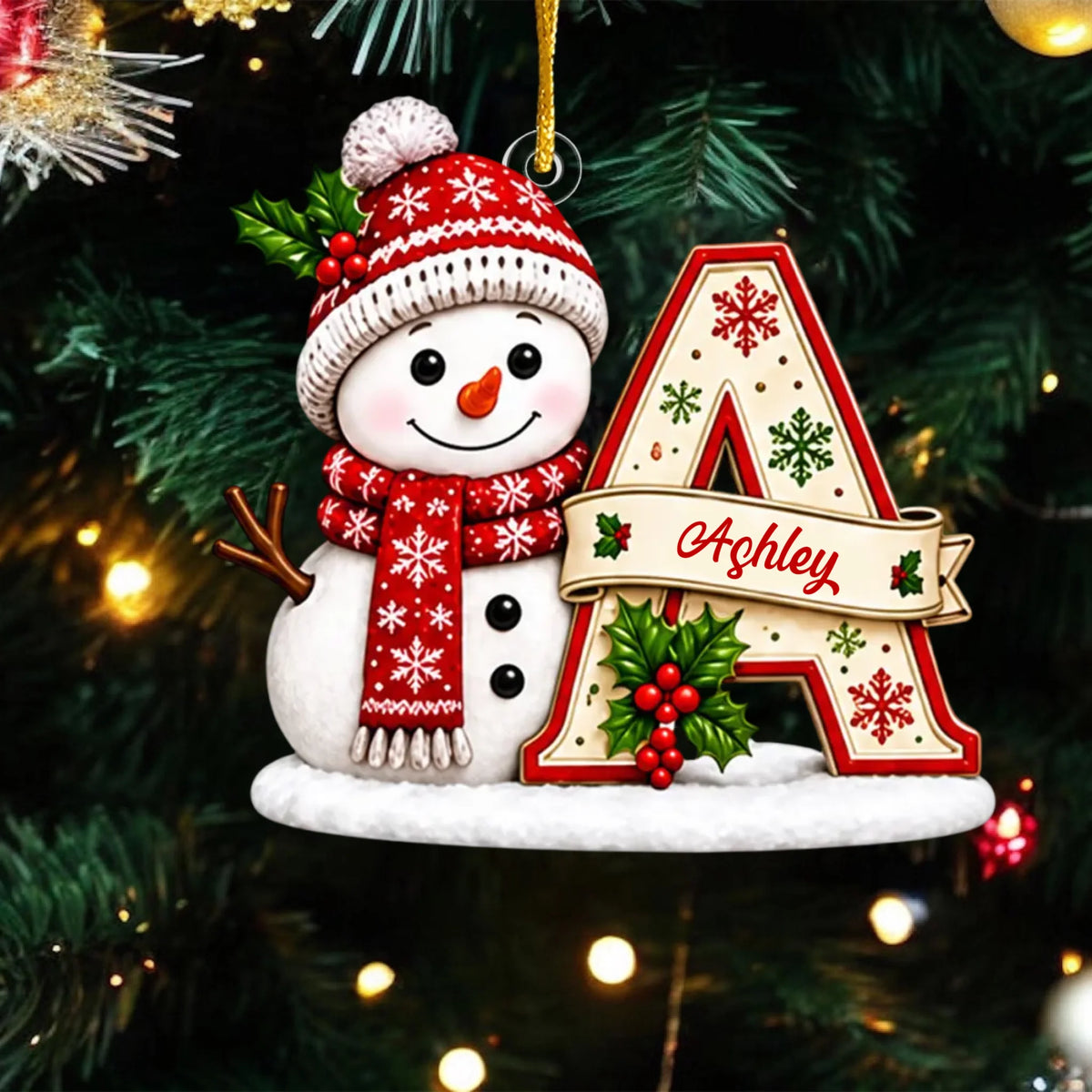 Snowman Initial Christmas- Personalized Acrylic Ornament, Letter Name Home Decor, Custom Alphabet Tree Decoration, Holiday Gift 2026