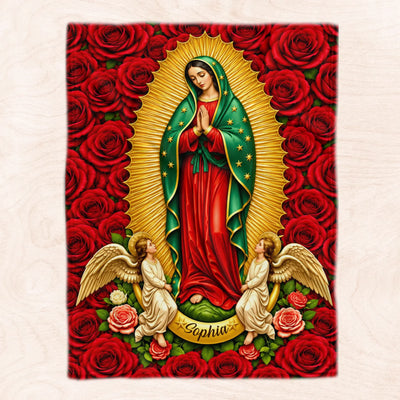 Our Lady Of Guadalupe In Roses - Personalized Blanket, Christian Gift, Catholic Blanket