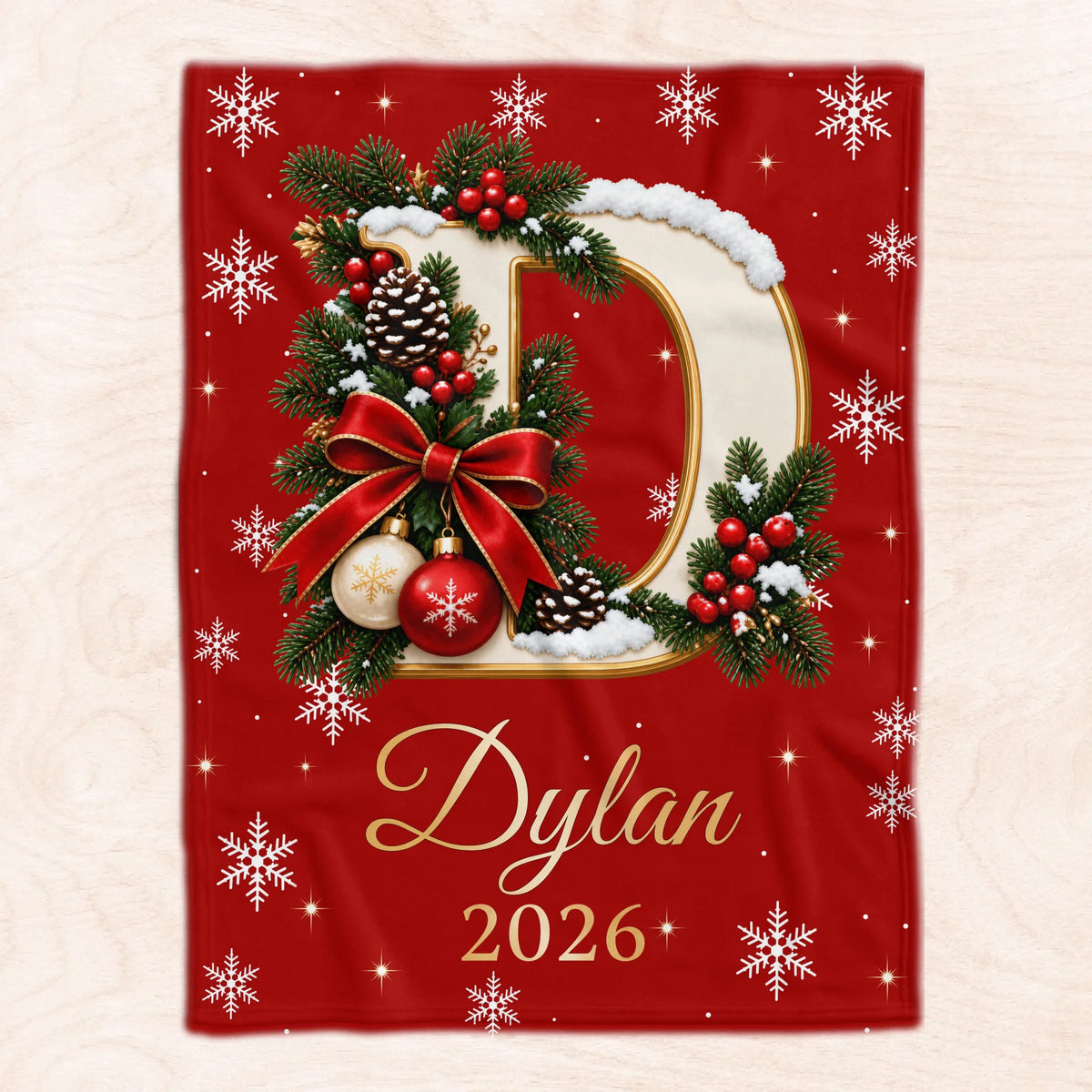 A Little Christmas Magic - Personalized Blanket, Custom Name &amp; Year Christmas Blanket, Festive Snowflake Blanket