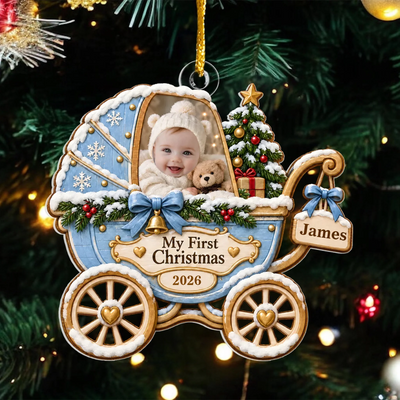 Cute Baby First Christmas - Personalized Acrylic Ornament, Christmas Gift For New Baby