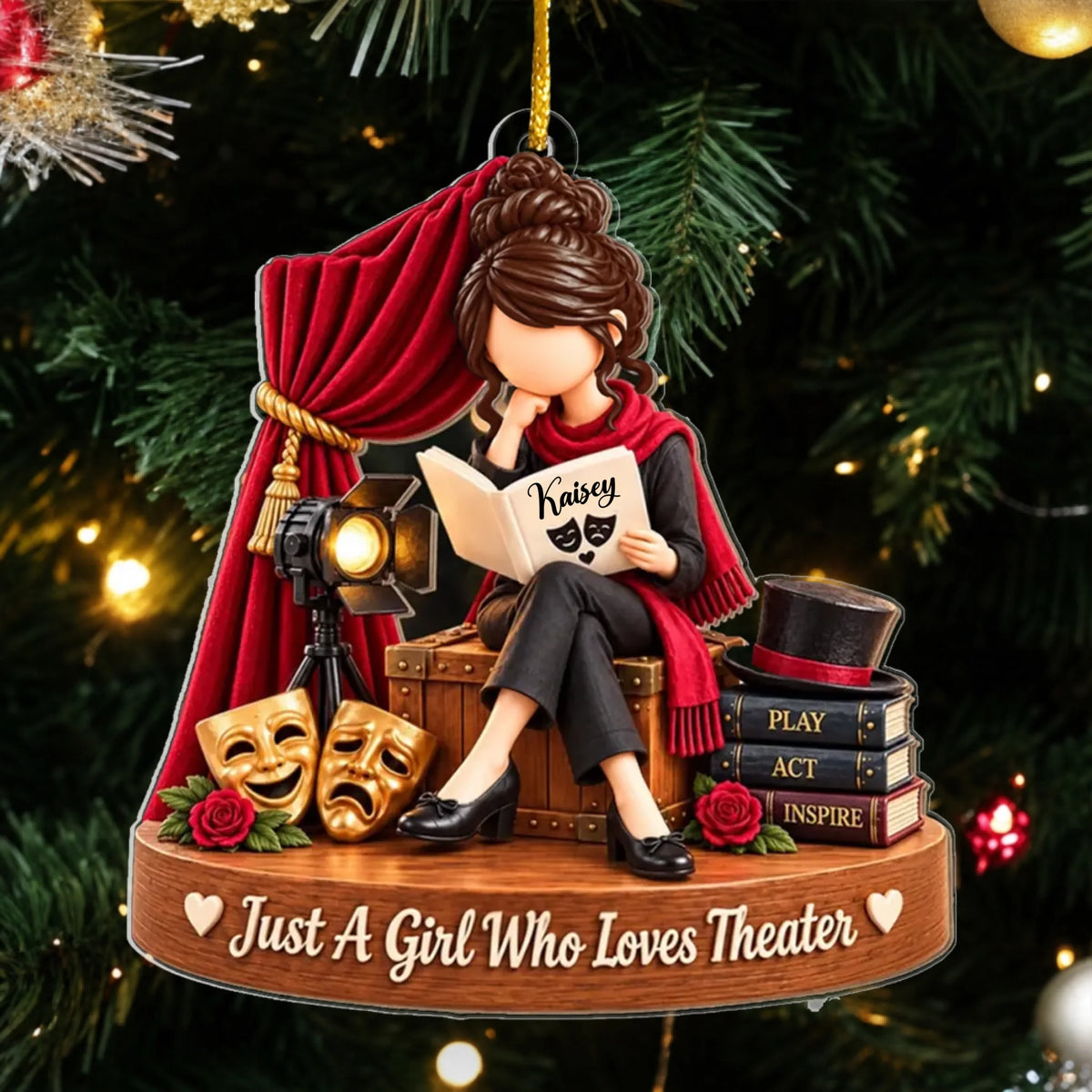 Just A Girl Who Loves Theater- Personalized Acrylic Ornament, Gift For Theater Lovers
