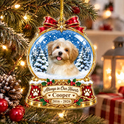 Christmas In Heaven - Personalized Acrylic Ornament, Custom Snow Globe Pet Memorial, Christmas Gift