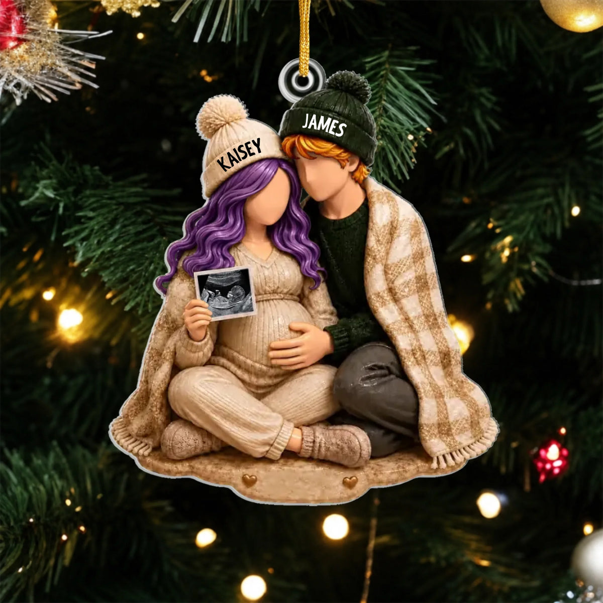 Pregnancy Christmas - Personalized Acrylic Ornament, Expecting Parents Baby Keepsake