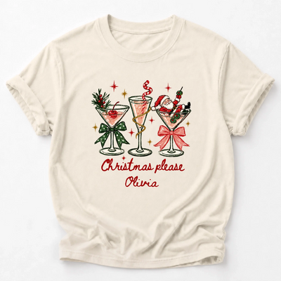 Christmas Please- Personalized Colors Shirt, Christmas Cocktail Tee, Santa Martini Coquette Holiday - 3
