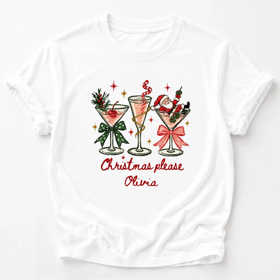 Christmas Please- Personalized Colors Shirt, Christmas Cocktail Tee, Santa Martini Coquette Holiday