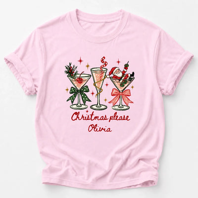 Christmas Please- Personalized Colors Shirt, Christmas Cocktail Tee, Santa Martini Coquette Holiday - 4