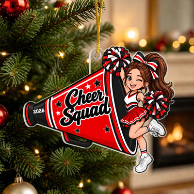 Cheer All Day, Sparkle All Season - Personalized Acrylic Ornament, Gift For Cheerleader
