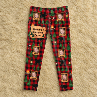 Grandma's Camping Crew - Personalized Pajama Pants, Buffalo Plaid Camping, Custom Photo Christmas Gift For Grandma, Family