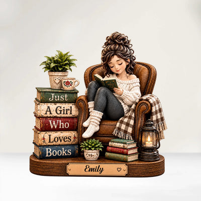 Just A Girl Who Loves Books- Personalized Acrylic Plaque, Book LoverGift, Gift For Her