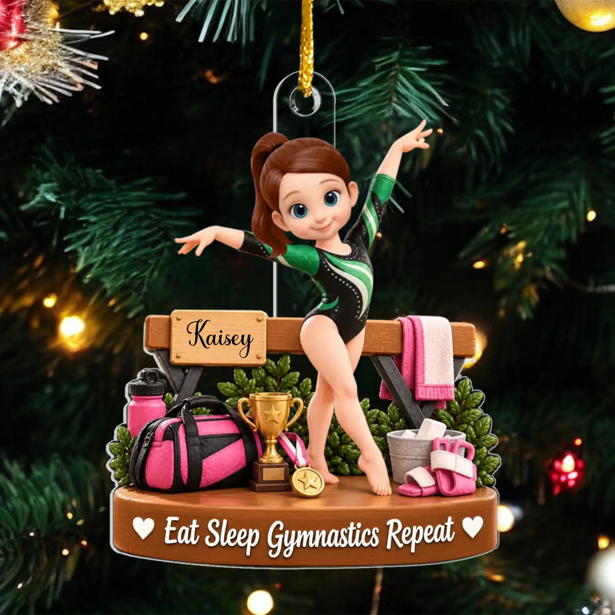 Eat Sleep Gymnastics Repeat - Personalized Acrylic Ornament, Gymnastics Lovers Gift Ornament