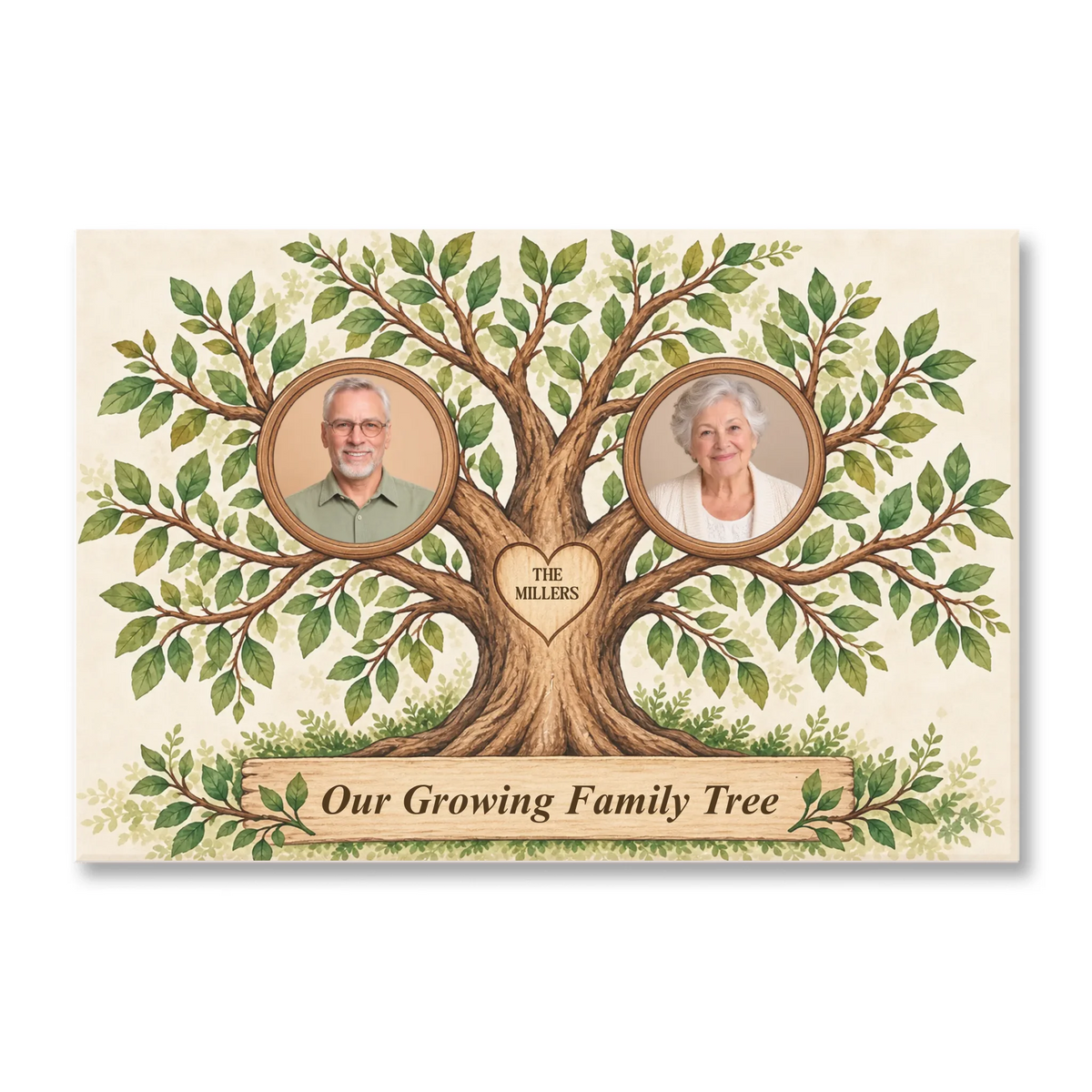 Our Growing Family Tree - Personalized Canvas, Grandparents Family Tree Multi-Photo - 3