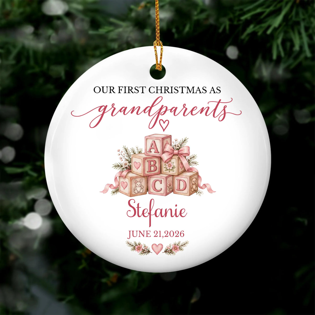 Our First Christmas As Grandparents, Personalized Ceramic Ornament, Christmas Grandma Gift