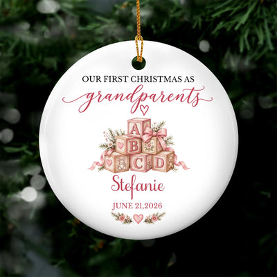 Our First Christmas As Grandparents, Personalized Ceramic Ornament, Christmas Grandma Gift