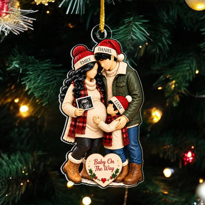Baby On The Way - Personalized Acrylic Ornament, Pregnancy Announcement Family Ornament
