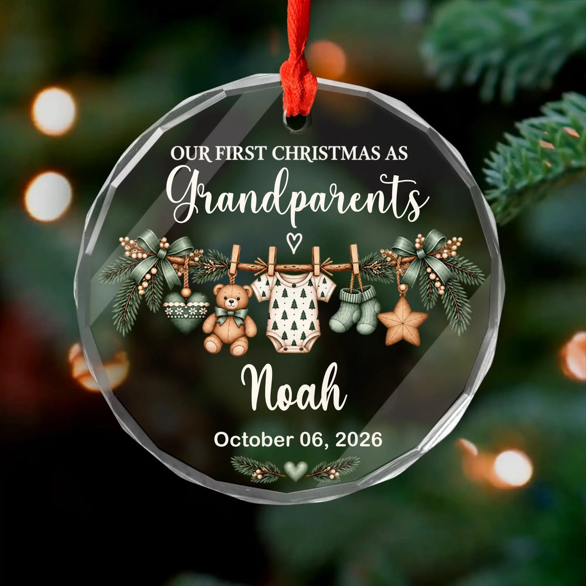Promoted to Grandparents – Personalized Glass Ornament, A Meaningful First Christmas Keepsake to Treasure Forever