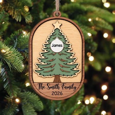 Our Family Grows With Love – Personalized Wooden Ornament, Christmas Tree Ornament