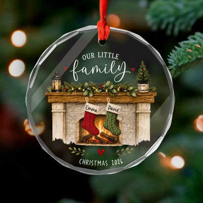 Our Little Family - Personalized Glass Ornament, Gift For Family, Custom Stocking Names & Pets