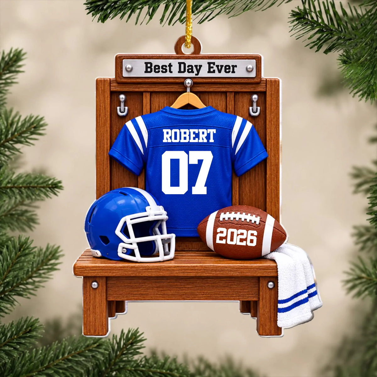 My Little Football Star - Personalized Acrylic Ornament, Custom Name And Year America Football Ornament