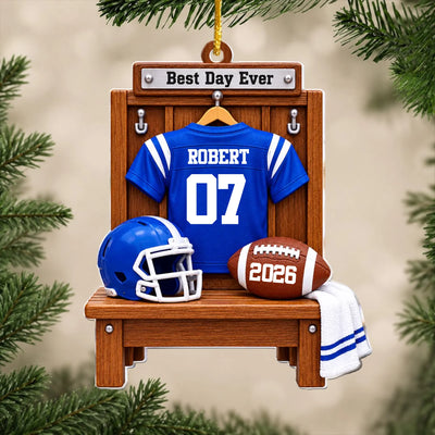 My Little Football Star - Personalized Acrylic Ornament, Custom Name And Year America Football Ornament