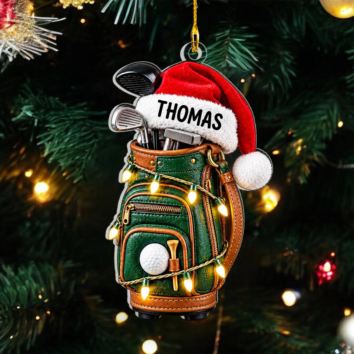 Golf Bag Christmas - Personalized Acrylic Ornament, Gift For Golf Lovers, Golf Bag Gift Ornament