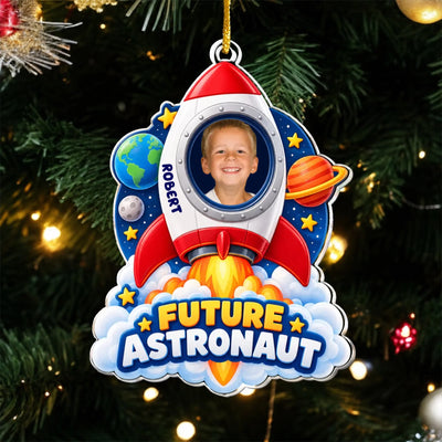 Future Astronaut - Personalized Acrylic Ornament, Custom Name Rocket Ship Acrylic Ornament, Gift for Kids