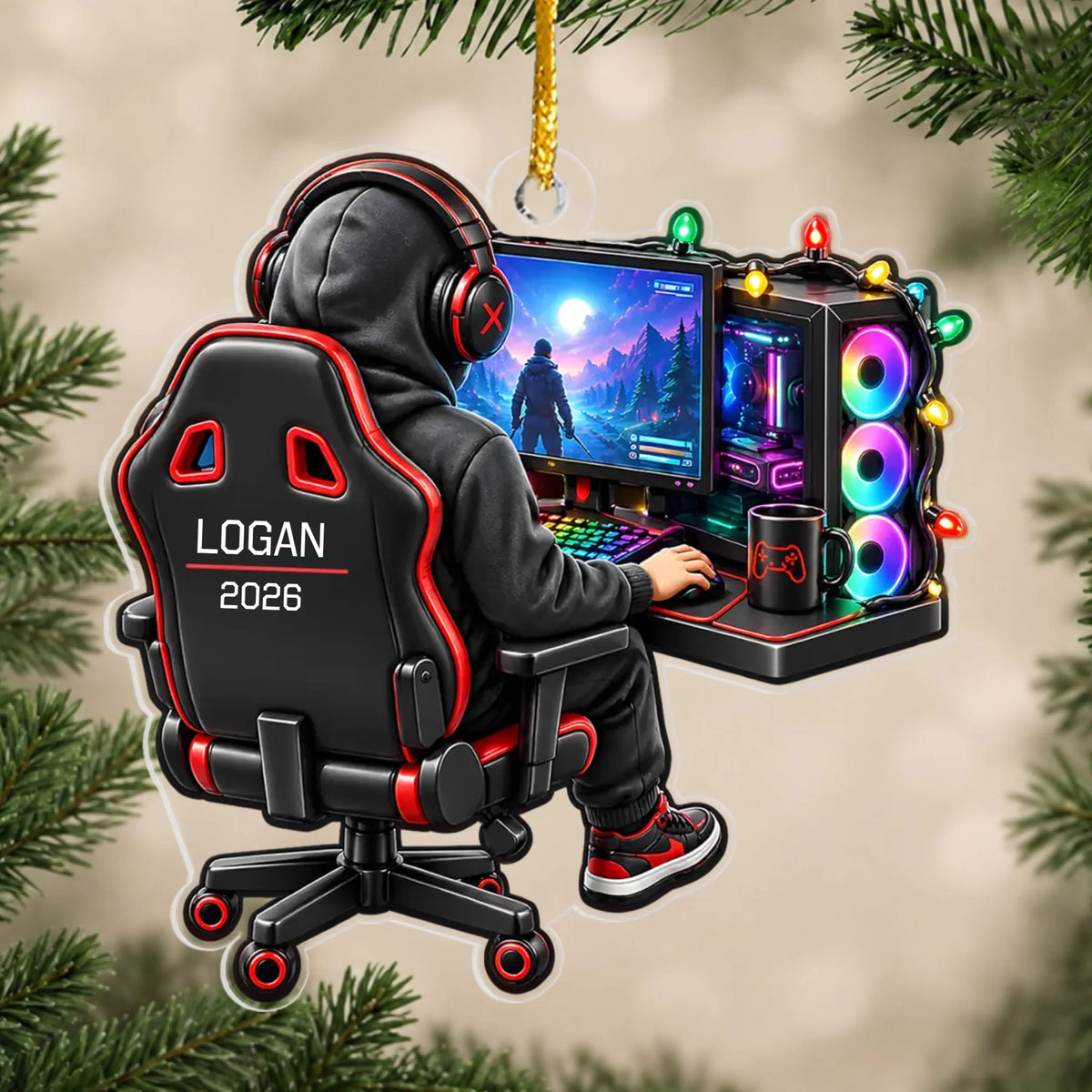 Gaming Through The Holidays - Personalized Acrylic Ornament, Custom Name Gamer Christmas Ornament, Gift For Gamers