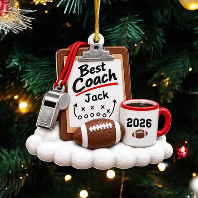 Best Coach Playbook - Personalized Acrylic Ornament, Christmas Gift For Football Coach