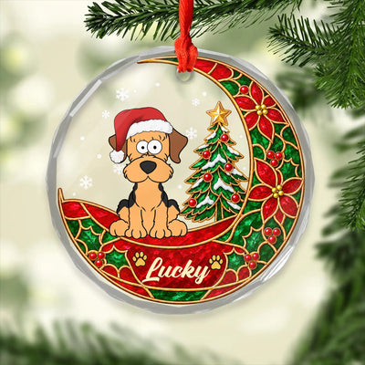 A Little Paw Print Of Christmas - Personalized Glass Ornament, Custom Dog Christmas Ornament, Stained Glass Style Ornament